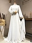 olcso Menyasszonyi ruhák-terem vintage 1940-es / 1950-es évek egyszerű esküvői ruhák egy vonalú, magas nyakú, hosszú ujjú udvari vonat sifon menyasszonyi ruhák redőkkel egyszínű 2024