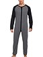 cheap Pajamas-Men&#039;s Loungewear Onesie Pajamas Patchwork Simple Casual Comfort Home Daily Cotton Comfort Breathable Crew Neck Long Sleeve Fall Spring Black Blue