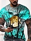 tanie męska koszulka 3d-Męskie Dla obu płci Podkoszulek Koszula Koszulki Księżyc Wzory graficzne Półgolf Wino Niebieski Fioletowy Żółty Czerwony Druk 3D Halloween Codzienny Krótki rękaw Nadruk Odzież Designerskie Codzienny