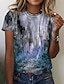 cheap Tees &amp; T Shirts-Women&#039;s Graphic Patterned Graffiti Daily Weekend Geometric Short Sleeve T shirt Tee Round Neck Print Basic Essential Vintage Tops Gray S / 3D Print