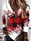 cheap Hoodies &amp; Sweatshirts-Women&#039;s Sweatshirt Pullover Streetwear Maroon Green Black Graphic Christmas V Neck Long Sleeve S M L XL 2XL 3XL