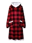 cheap Women&#039;s Robes-Women&#039;s Pink Wearable Blanket Hoodie Blanket Pajama Loungewear Grid / Plaid Pure Color Warm Plush Comfort Home Christmas Fleece Gift Hoodie Long Sleeve Pocket Fall Winter Lake blue Black