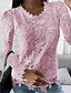 cheap Women&#039;s Blouses &amp; Shirts-Women&#039;s Shirt Blouse Black White Pink Plain Lace Long Sleeve Work Streetwear Casual Round Neck Regular Floral S