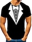 levne pánské 3D tričko-Pánské Trička Smokingové košile Grafika Kulatý Černá Bílá Žlutá Fialová Rubínově červená 3D tisk Denní Krátký rukáv Tisk Oblečení Přehnaný Základní