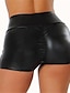 cheap Women&#039;s Shorts-Women&#039;s Shorts Faux Leather High Waist Short Wine