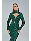 cheap Evening Dresses-Mermaid Party Dress Evening Gown Sparkle &amp; Shine Dress Carnival Engagement Court Train Long Sleeve Stand Collar Lace with Sequin 2024