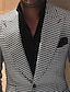 tanie Garnitury-Czarne męskie garnitury ślubne w pepitkę pan młody 2 częściowe plus rozmiar jednokolorowe, standardowy krój jednorzędowy, zapinany na dwa guziki 2024