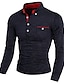 cheap Classic Polo-Men&#039;s Tennis Shirt Polo Shirt golf shirts Collar Shirt Collar Long Sleeve Polka Dot Print Slim Black White Navy Blue Tennis Shirt