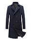 cheap Men&#039;s Jackets &amp; Coats-Men&#039;s Peacoat Winter Coat Wool Coat Winter Long Woolen Solid Color Casual Street Daily Black Navy Blue Gray / Thermal Warm / Breathable / Pocket