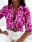 cheap Blouses &amp; Shirts-Women&#039;s Blouse Knitted Basic Striped Shirt Collar Spring, Fall, Winter, Summer Standard Black Blue Purple White
