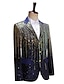 billige Tuxedo dresser-kongeblå ball disco smoking for menn 2-delt paljett farge gradient hakk slim fit enkeltspent tre-knapper 2024