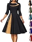 Χαμηλού Κόστους Print Φορέματα-Γυναικεία Καθημερινό φόρεμα Φόρεμα ριχτό από τη μέση και κάτω Φόρεμα μέχρι το γόνατο Μαύρο Ρουμπίνι Βαθυγάλαζο Μισό μανίκι Καρό Τσέπη Καλοκαίρι Άνοιξη Στρογγυλή Ψηλή Λαιμόκοψη Κομψό Χαλαρή Εφαρμογή