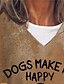preiswerte T-Shirts für Damen-Damen T Shirt Kaki Katze Hund Bedruckt Langarm Täglich Ausgehen Aktiv Vintage Strassenmode V Ausschnitt Standard Übergröße XL