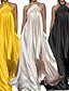 cheap Party Dresses-Women‘s Party Dress Stain Maxi long Dress White Black Yellow Sleeveless Pure Color Ruched Spring Summer Halter Neck Elegant Party 2022 S M L XL 2XL 3XL