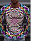 preiswerte Geometrical-Herren T-Shirt T-Shirt Optische Illusion Grafik Prints Spirale Streifen Rundhalsausschnitt Grün Schwarz Blau Lila Rosa 3D-Druck Täglich Urlaub Langarm Print Kleidung Designer Casual Big and