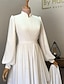 olcso Menyasszonyi ruhák-terem vintage 1940-es / 1950-es évek egyszerű esküvői ruhák egy vonalú, magas nyakú, hosszú ujjú udvari vonat sifon menyasszonyi ruhák redőkkel egyszínű 2024