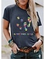 billige T-skjorter til kvinner-Dame T skjorte Burgund t-skjorte 100 % bomull Grafisk Hund Bokstaver Trykt mønster Daglig Ferie Helg Grunnleggende Kortermet Rund hals Svart