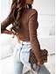 cheap Blouses &amp; Shirts-Women&#039;s Shirt Blouse dark brown Black Red Button Plain Casual Long Sleeve Square Neck Basic Cotton Regular S
