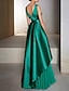 Χαμηλού Κόστους Βραδινά Φορέματα-Γραμμή Α Βραδινά φορέματα Κομψό Φόρεμα Επίσημο Επισκέπτης γάμου Μακρύ Αμάνικο Λαιμόκοψη V Σιφόν με Ζώνη Βολάν 2024