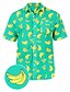 abordables chemises 3d pour hommes-Homme Chemise Fruit Imprimés Photos Banane Col rabattu Vert 3D effet Extérieur Plein Air Manches courtes Bouton bas Imprimer Vêtement Tenue Mode Design Casual Flexible