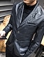 cheap Men&#039;s Blazers-Men&#039;s Faux Leather Jacket Blazer Office &amp; Career Daily Wear Warm Pocket Button-Down Spring &amp;  Fall Solid / Plain Color Stylish Warm Ups Turndown Faux Leather Wine Black khaki Dark Blue Jacket
