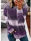 cheap Women&#039;s Hoodies &amp; Sweatshirts-Women&#039;s Sweatshirt Pullover Color Block Street Casual Pink Blue Purple Basic Round Neck Long Sleeve Top Micro-elastic Fall &amp; Winter