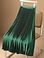 cheap Plain Skirts-Women&#039;s Swing Long Skirt Midi Polyester Gold Velvet Black White Silver Champagne Skirts Spring &amp; Summer Pleated Without Lining Elegant Fashion Casual Office / Career Street M L XL