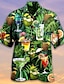 preiswerte Herrenhemden in großen Größen-Herren Hemd Hawaiihemd Sommerhemd Grafik-Drucke Hippie Bus Umlegekragen Hellgelb Blau-Grün Schwarz Hellgrün Purpur Casual Hawaiianisch Kurzarm Bedruckt Button-Down Bekleidung Tropisch Modisch