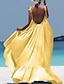 tanie proste sukienki-Damskie Codzienne sukienki Sukienka rozkloszowana Długa sukienka sukienka maxi Czarny Biały Żółty Bez rękawów Czyste kolory Odkryte plecy Lato Wiosna Jesień Cienkie ramiączka Moda Urlop Luźna 2023 S