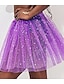 cheap Plain Skirts-Women&#039;s Petite Skirt Mini Tutu Deep Purple Lake blue Sapphire orange Skirts Summer Sequins Layered Tulle Party One-Size