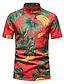 preiswerte Sommer-Hawaii-Hemden für Herren-Herren Lässiges Hemd Sommerhemd Strandhemd Hawaiihemd Sommerhemd Blumenhemd Schwarz Rote Grün Dunkel Blau Dunkelblau Kurze Ärmel Blumenmuster Stehkragen Hawaiianisch Festtage Button-Down Bekleidung