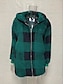 cheap Women&#039;s Hoodies &amp; Sweatshirts-Women&#039;s Fleece Jacket Basic Pocket Zip Up Black Light Green Red Plaid Street Hoodie Long Sleeve Fleece