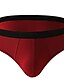 abordables Ropa interior masculina-Hombre 3 paquetes Slip Transpirable Suave Plano Media cintura Negro Rojo