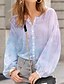 cheap Blouses &amp; Shirts-Women&#039;s Shirt Blouse White Pink Blue Button Print Floral Casual Daily Long Sleeve Round Neck Basic Regular Floral S