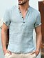 cheap Cotton Linen Shirt-Men&#039;s Linen Shirt Summer Shirt Beach Shirt Collar Short Sleeve Black White Navy Blue Plain Daily Leisure Sports Clothing Apparel