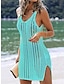 billiga enkla klänningar-Dam Vardagsklänning Sheath Dress Solklänning Mini klänning Svartvit Svart Vit Ärmlös Ren färg Ihålig Sommar Vår V-hals Mode 2023 S M L XL