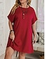 levne Neformální šaty nadměrná velikost-dámské nadměrně velké křivky ležérní šaty tričko šaty triko šaty jednobarevné midi šaty krátký rukáv výstřih základní denní černá červená jaro léto l 3xl 4xl 5xl 6xl