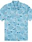 abordables Chemises imprimées pour hommes-Homme Chemise hawaïenne Chemise boutonnée Chemise décontractée Chemise de plage Chemise à fleurs Imprimés Photos Poissons Col rabattu Bleu Bleu de minuit Plein Air Vacances Manche Courte Bouton