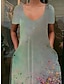 Χαμηλού Κόστους Print Φορέματα-Γυναικεία Καθημερινό φόρεμα Φόρεμα ριχτό Λουλούδι Τσέπη Στάμπα Λαιμόκοψη V Μακρύ φόρεμα Καθημερινό Καθημερινά Κοντομάνικο Άνοιξη Φθινόπωρο