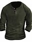 cheap Men&#039;s Casual T-shirts-Men&#039;s Henley Shirt Long Sleeve Shirt Plain Henley Street Vacation Long Sleeve Clothing Apparel Basic Designer Modern Contemporary