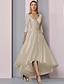 cheap Mother of the Bride Dresses-A-Line Mother of the Bride Dress Wedding Guest Elegant High Low V Neck Asymmetrical Ankle Length Satin Half Sleeve with Pleats Side-Draped 2024