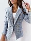 cheap Women&#039;s Blazer&amp;Suits-Women&#039;s Blazer Casual Jacket Office Work Daily Fall Spring Short Coat Regular Fit Warm Casual Jacket Long Sleeve Hot Stamping Plaid / Check Print Light Grey Red White