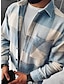 Недорогие фланелевые рубашки-Муж. Фланелевая рубашка Куртка-рубашка Черный Коричневый Светло-синий Длинный рукав В клетку Отложной Весна &amp; осень на открытом воздухе Для улицы Одежда