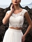 cheap Wedding Dresses-Hall Casual Wedding Dresses Separates Illusion Neck Cap Sleeve Separates Lace Bridal Tops Bridal Gowns With Appliques 2024