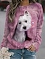 Χαμηλού Κόστους Γυναικείες Κουκούλες &amp; Φούτερ-Γυναικεία Πουλόβερ Κάνε στην άκρη Σκύλος Δρόμος Causal Ανθισμένο Ροζ Θαλασσί Βυσσινί Βασικό Στρογγυλή Λαιμόκοψη Μακρυμάνικο Πάνω Μικροελαστικό Φθινόπωρο &amp; Χειμώνας
