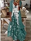 Χαμηλού Κόστους Εκτύπωση σετ φορεμάτων-Γυναικεία Καθημερινό φόρεμα Σετ Φόρεμα Φόρεμα δύο τεμαχίων Μακρύ Φόρεμα Μάξι Φόρεμα Βυσσινί Καφέ Πράσινο του τριφυλλιού Μισό μανίκι Λουλούδι Στάμπα Καλοκαίρι Άνοιξη Λαιμόκοψη V Μοντέρνα Διακοπές 2023