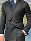 お買い得  スーツ-ブラックネイビーブルーメンズウェディングスーツソリッドカラー2ピースプラスサイズスタンダードフィットダブルブレスト6ボタン2024