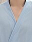 abordables Robes de Chambre-Homme Pyjamas robe Peignoir Serviette Peignoir Plein à la mode Casual Classique Intérieur Tissu gaufré Confort Respirable Doux Col V Robe longue Poche Printemps Eté Blanche Bleu de minuit