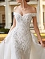 cheap Wedding Dresses-Engagement Formal Wedding Dresses Two Piece Off Shoulder Cap Sleeve Court Train Satin Bridal Gowns With Beading Appliques 2024