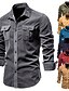 cheap Flannel Shirts-Men&#039;s Shirt Flannel Shirt Corduroy Shirt Solid Color Green Blue Yellow Red Brown Casual Daily Short Sleeve Button-Down Clothing Apparel Fashion Lightweight Casual Breathable